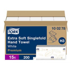 Ręcznik papierowy Tork składany ZZ Premium Comfort, 2w, biały, celuloza TAD, 3000 szt./kart (15x200), system H3