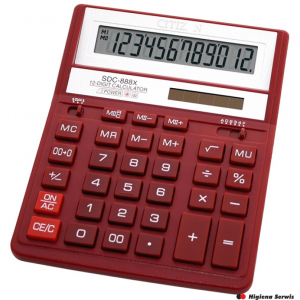 Kalkulator biurowy CITIZEN SDC-888XRD, 12-cyfrowy, 203x158mm, czerwony