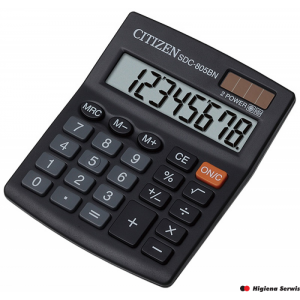 Kalkulator biurowy CITIZEN SDC-805NR, 8-cyfrowy, 120x105mm, czarny
