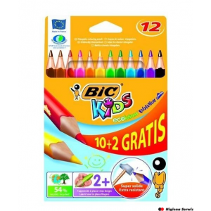 Kredki ołówkowe BIC Kids Evolution Triangle ECOlutions 10+2kol, 8871462