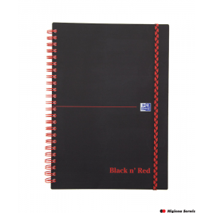 Kołonotatnik A5 70 kartek, linia / tagi, BLACK n RED, OXFORD, 400047655