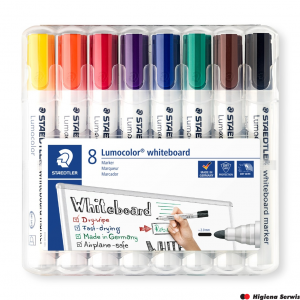 Marker Lumocolor do białych tablic whiteboard, okrągły, 8 kol. w etui box, Staedtler S 351 WP8