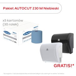 BulkySoft Pakiet 30 rolek ręcznika w roli autocut PRO 2w, 230m niebieski, celuloza + dozownik autocut 01372 czarny za 1 zł