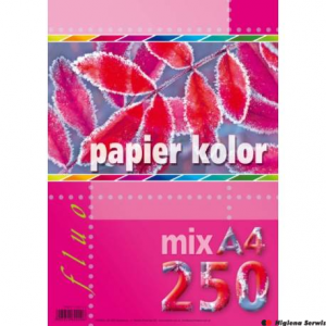 Papier kredowy A4 FLUO mix 5 kolorów (250 arkuszy)5kol KRESKA