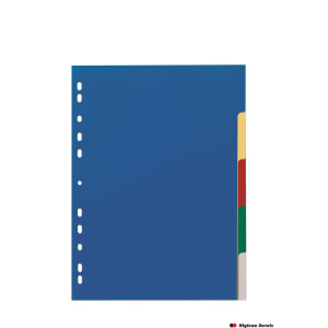 Przekładki PP A4, kolorowe indeksy, 5 części Pięciokolorowy 673027 DURABLE