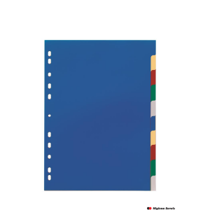 Przekładki PP A4, kolorowe indeksy, 10 części Pięciokolorowy 674027 DURABLE