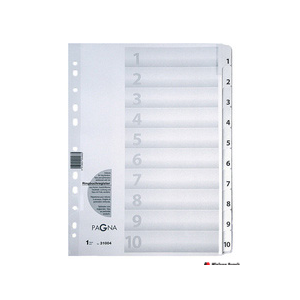 Przekładki kartonowe, 10-częściowe, 1 - 10, k olor biały P3100408 DURABLE