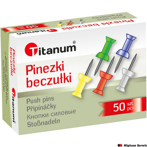 Pinezki beczułki Titanum kolorowe 50 szt. 80610 tablicowe