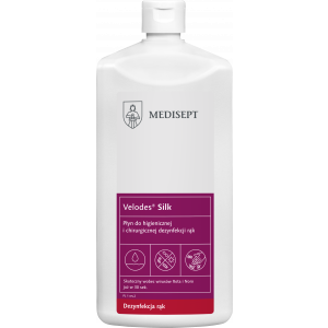 MEDISEPT Velodes Silk 1L płyn do higienicznej i chirurgicznej dezynfekcji rąk- skuteczna dezynfekcja na KORONAWIRUS