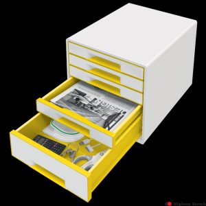 Pojemnik z 5 szufladami Leitz WOW, biały/żółty 52142016