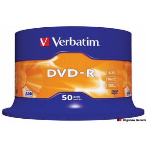 Płyta DVD-R VERBATIM CAKE (50) Matt Silver 4.7GB x 16  43548