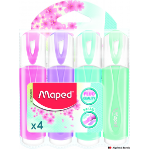 Zakreślacz FLUO PEPS pastel mix kolorów 4 szt etui pud.z zaw.742546 MAPED
