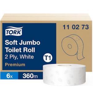 Papier toaletowy Tork maxi jumbo, 2 warstwy, kolor biały, makulatura, 360m, 6 rolek/op, system T1