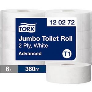 Papier toaletowy Tork maxi jumbo, 2 warstwy, kolor biały, makulatura, 360m, 6 rolek/op, system T1